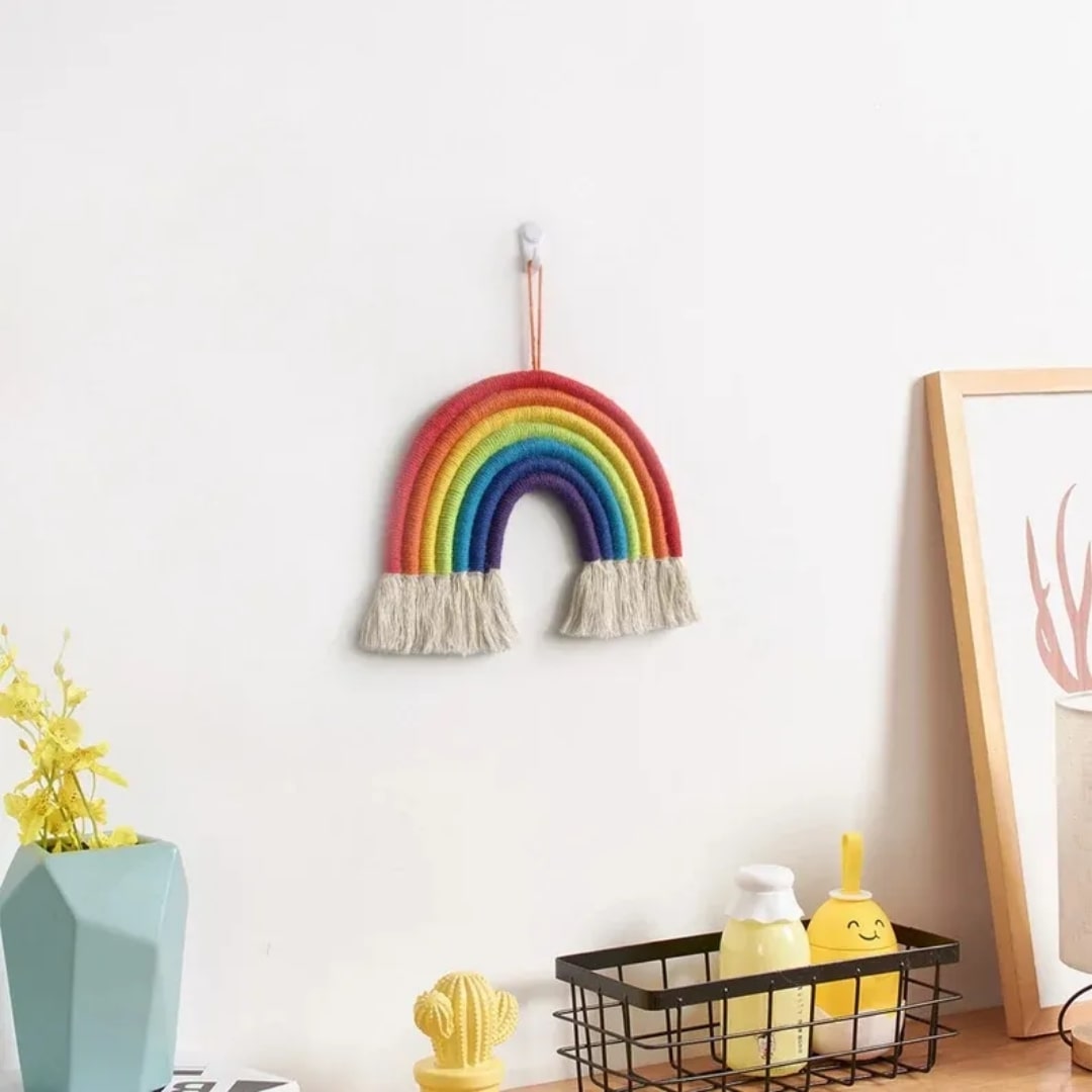 WARMINGO DE Rainbow Macrame Wall Hanging Decor | Kids Room Decoration