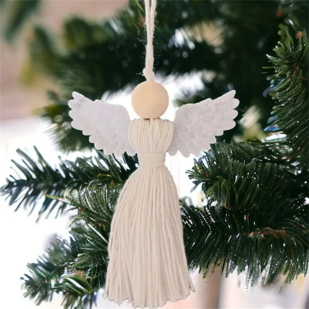 WARMINGO DE Hand Woven Angel Pendant for Car Mirror Hanging | Christmas Tree Decoration | Cute Decor Item & Gifting