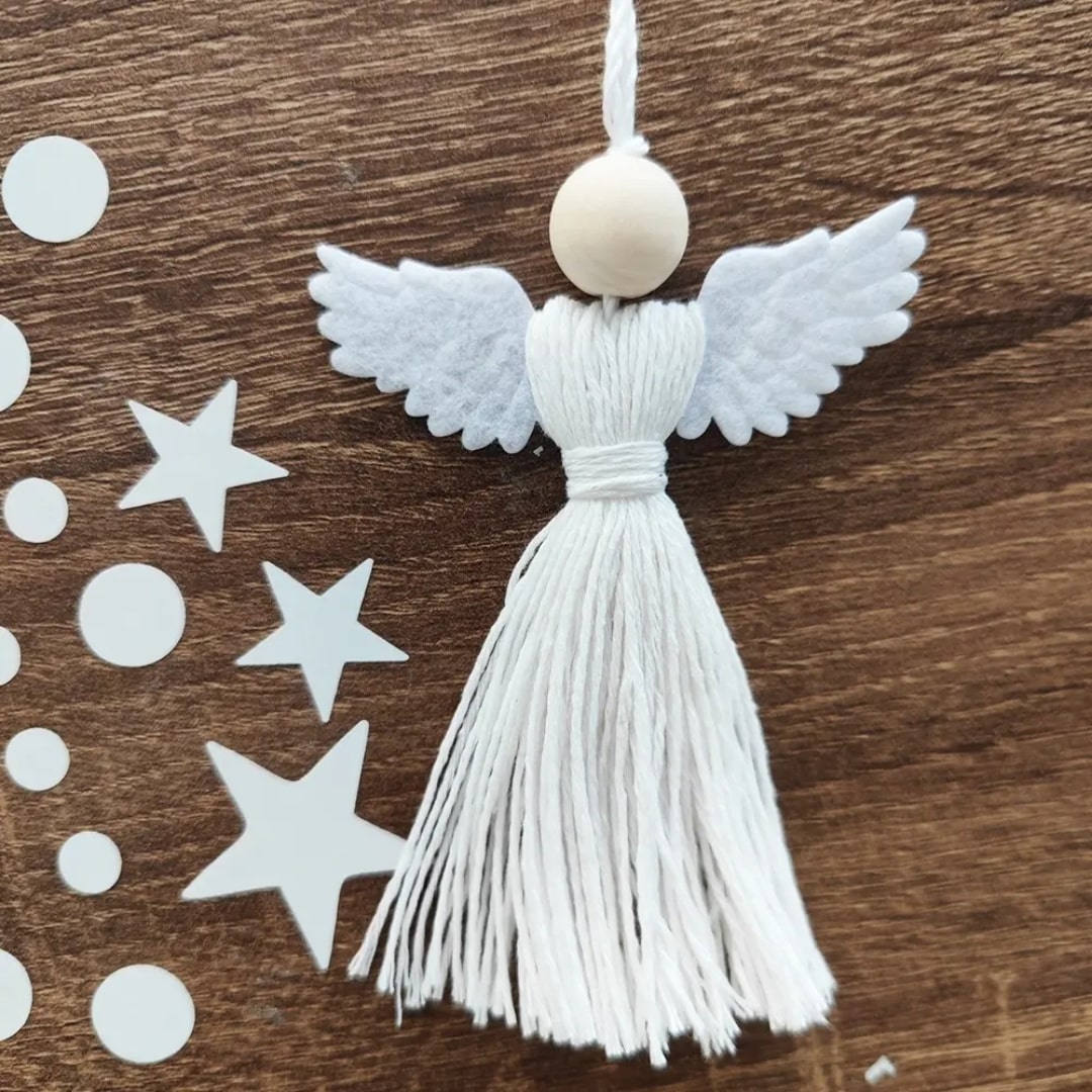 WARMINGO DE Hand Woven Angel Pendant for Car Mirror Hanging | Christmas Tree Decoration | Cute Decor Item & Gifting