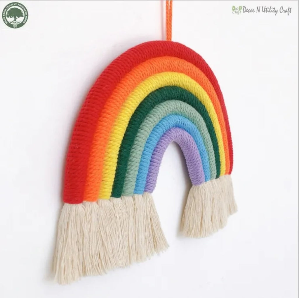 WARMINGO DE Rainbow Macrame Wall Hanging Decor | Kids Room Decoration