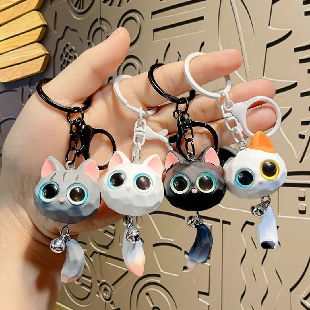 WARMINGO DE Cute Cat Keychain & Bag Hanging Charm for Girls | Cartoon Cat Bag Charm | Keyring for Bags