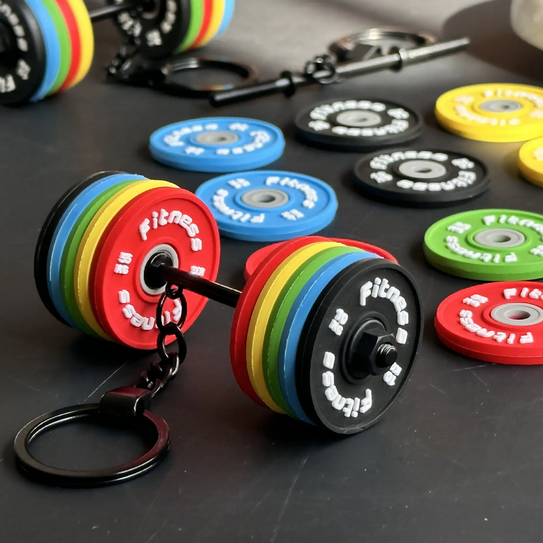 WARMINGO DE Barbell Keychain for Men & Women | Weightlifting Dumbbell Key Ring | Gym Lover Accessories | Fitness Enthusiast Gift | Bodybuilding Workout Bag Charm | Multicolor Keychain