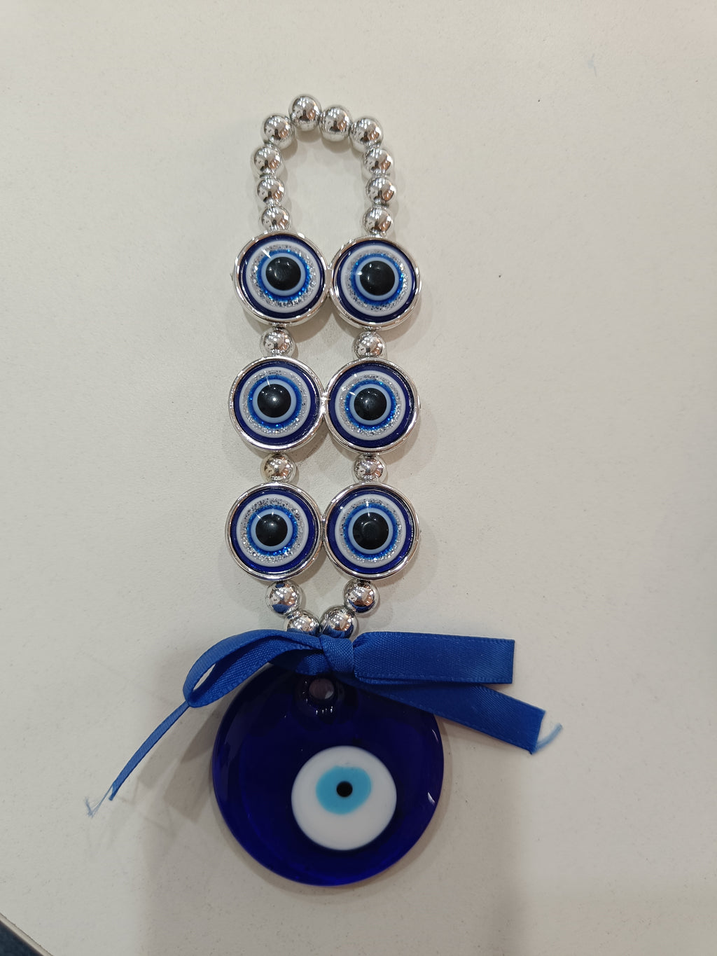 WARMINGO DE Glass Evil Eye Hanging for Home Car & Office | 6 Eye Evil Eye for Home Entrance | Turkish Evil Eye