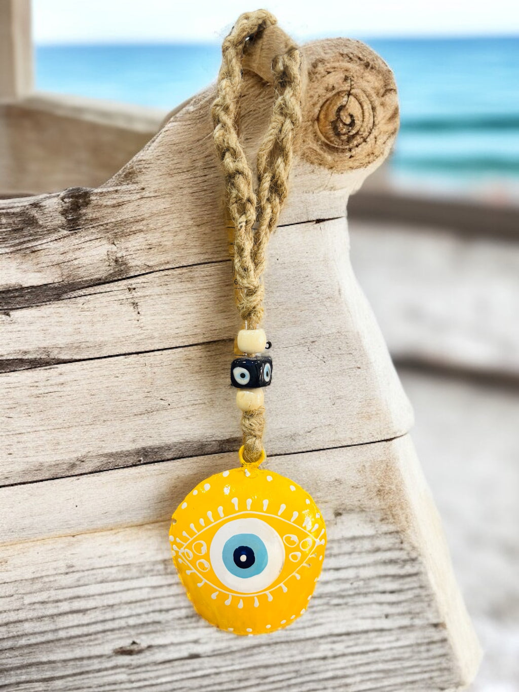 WARMINGO DE Metal Evil Eye Bell Wall Hanging for Home Main Door Entrance | Hand Painted Spiritual Home Decor Decorative Cow Bell