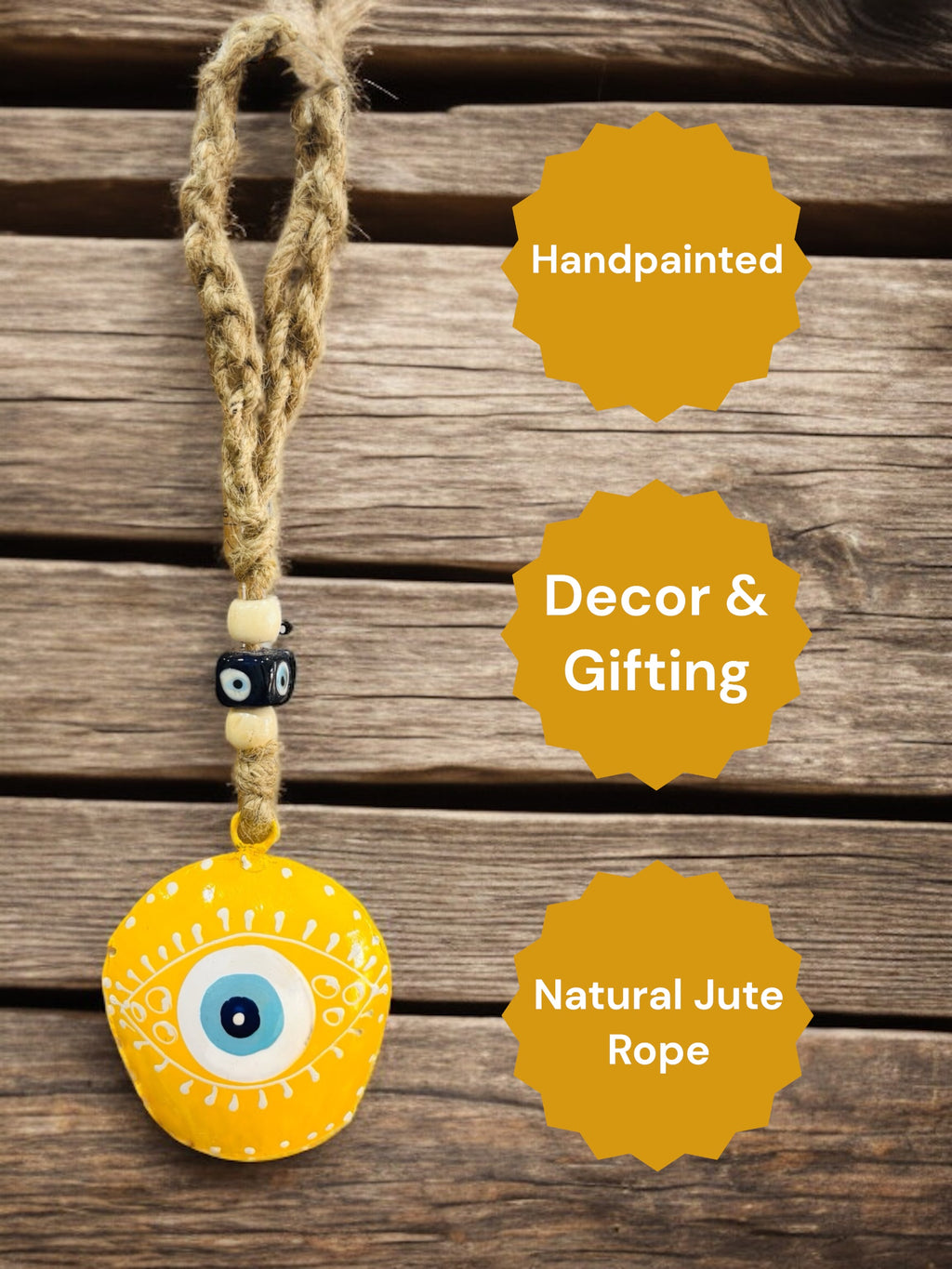 WARMINGO DE Metal Evil Eye Bell Wall Hanging for Home Main Door Entrance | Hand Painted Spiritual Home Decor Decorative Cow Bell