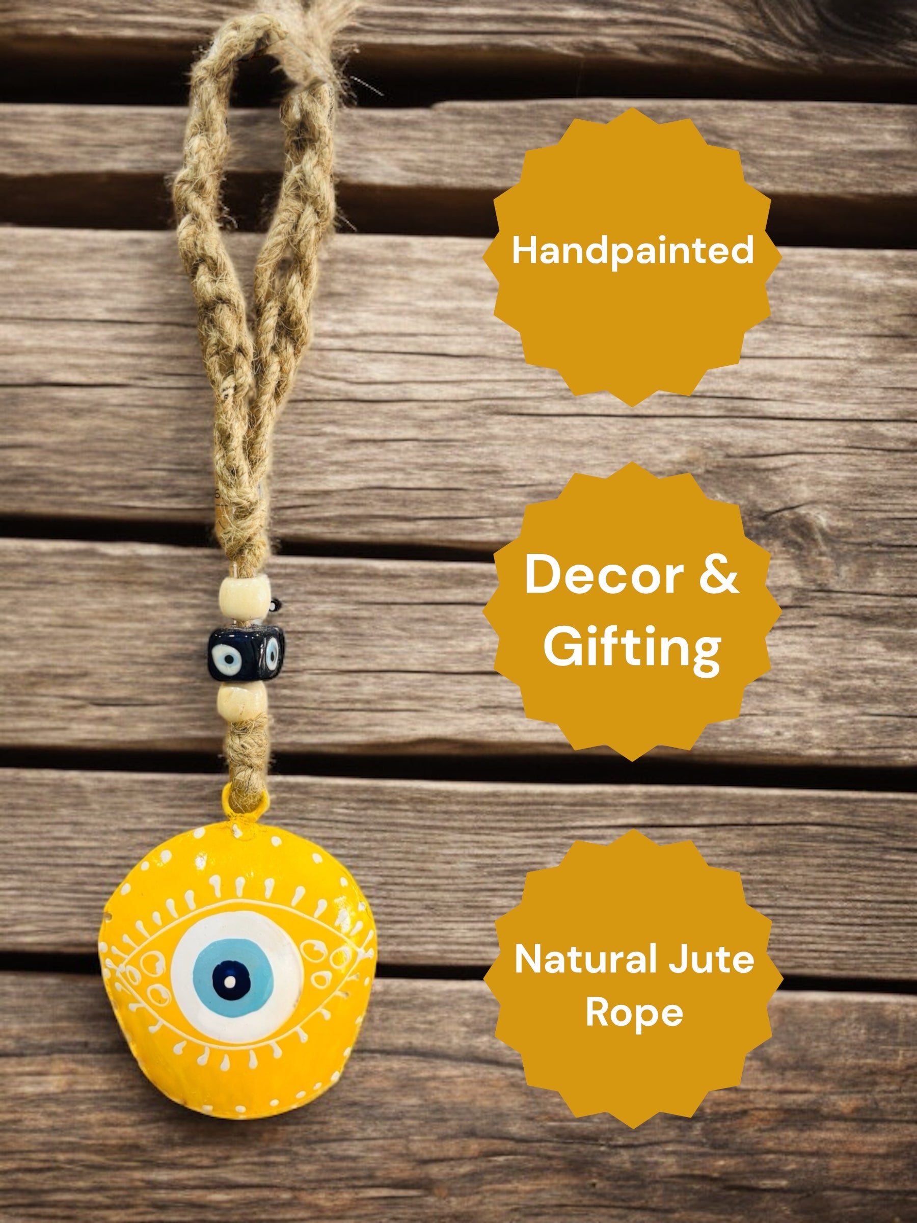 WARMINGO DE Metal Evil Eye Bell Wall Hanging for Home Main Door Entrance | Hand Painted Spiritual Home Decor Decorative Cow Bell