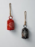 WARMINGO DE 2 PC Bell Wall Hanging Decor | Garden Tree Hanging Bells Decoration | Handpainted Hanging Ornaments for Home Living Room Wind Chime (Black & RED)
