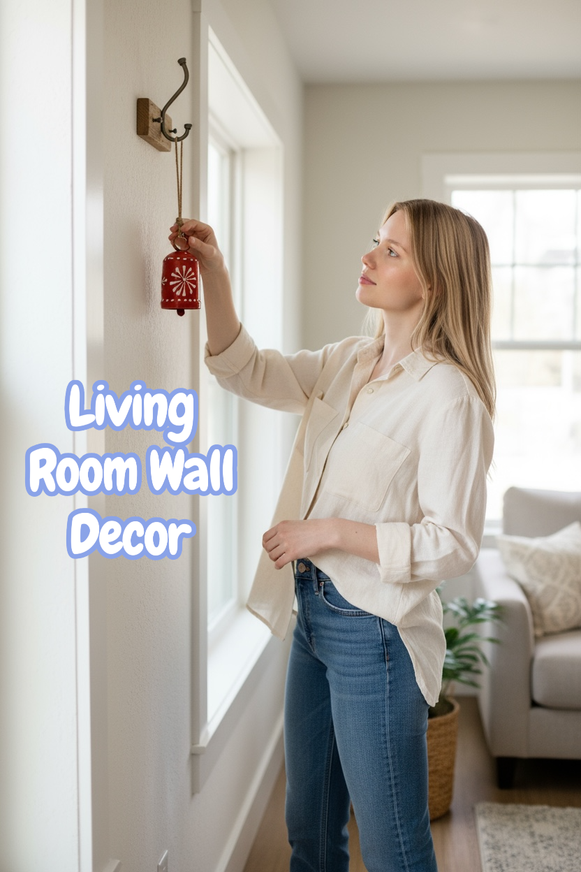 WARMINGO DE 2 PC Bell Wall Hanging Decor | Garden Tree Hanging Bells Decoration | Handpainted Hanging Ornaments for Home Living Room Wind Chime (Black & RED)