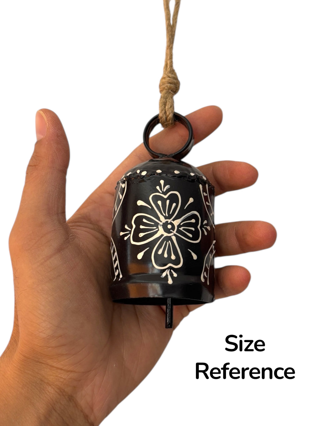 WARMINGO DE 2 PC Bell Wall Hanging Decor | Garden Tree Hanging Bells Decoration | Handpainted Hanging Ornaments for Home Living Room Wind Chime (Black & RED)