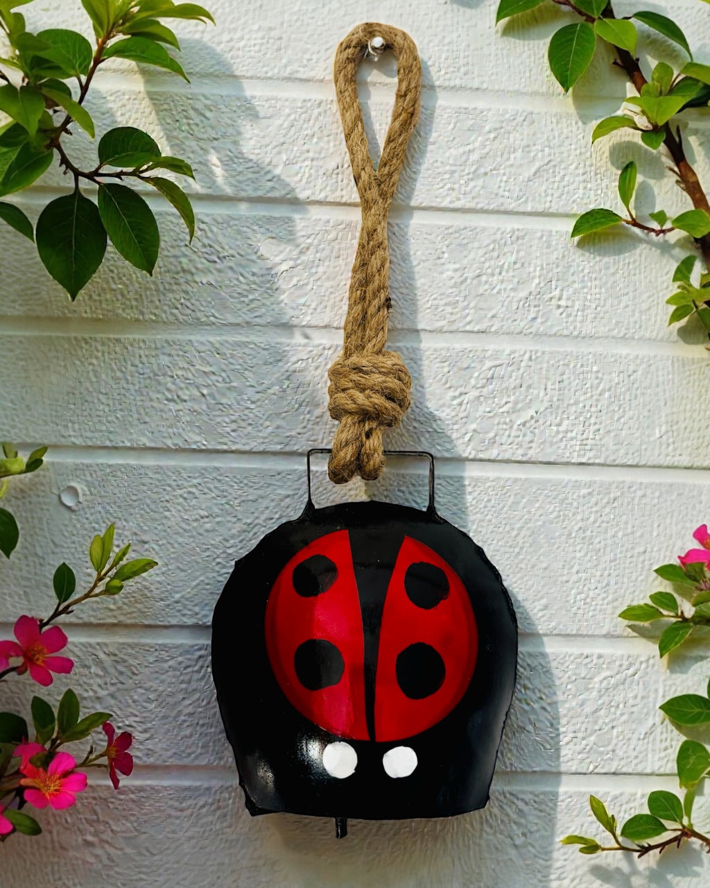 WARMINGO DE Lady Bug Handpainted Cow Bell for Home & Garden