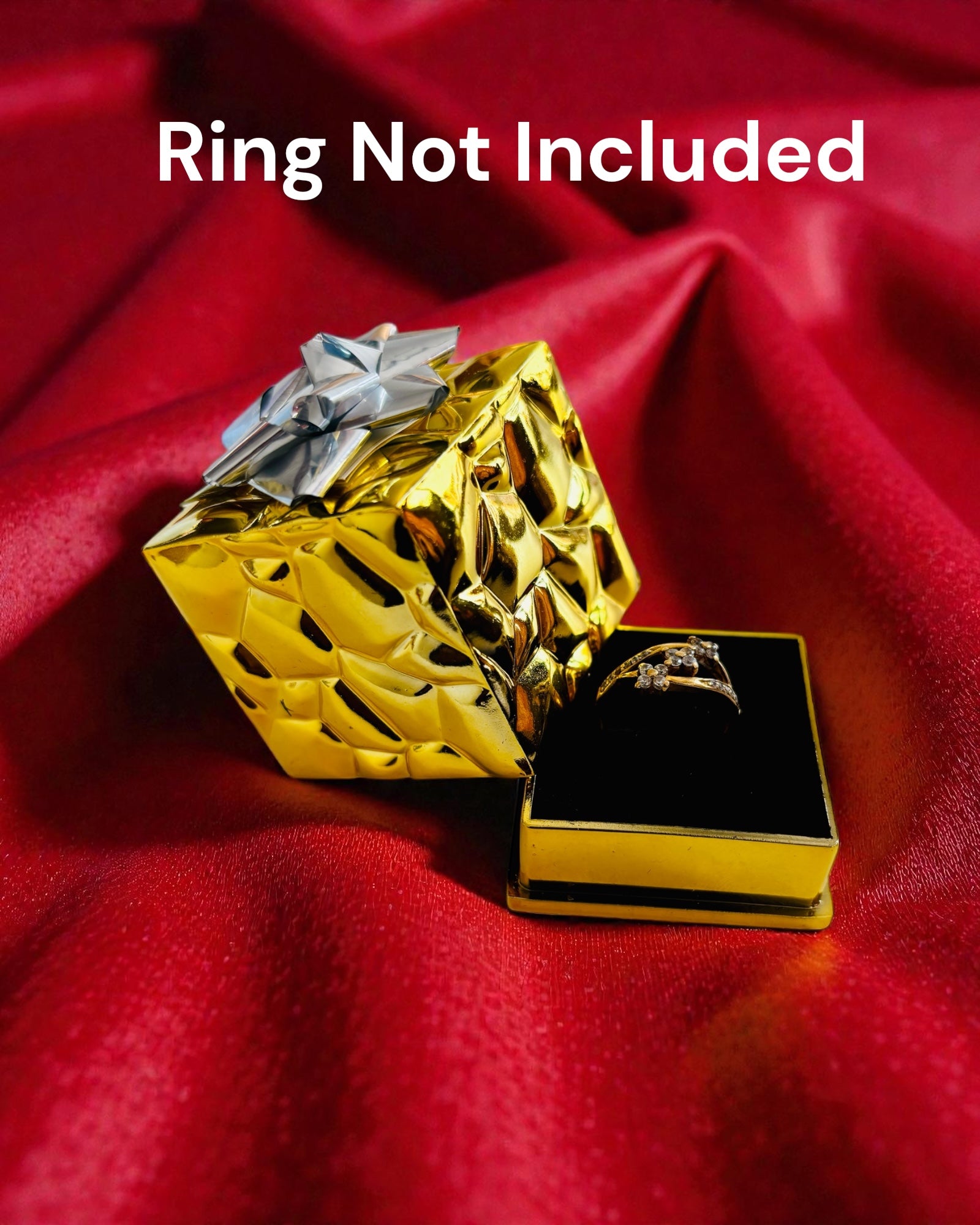 WARMINGO DE Plastic Gold Polished Ring Box for Proposal & Engagement | Elegant Jewelry Gift Box for Ring | Valentine, Wedding & Anniversary Gift