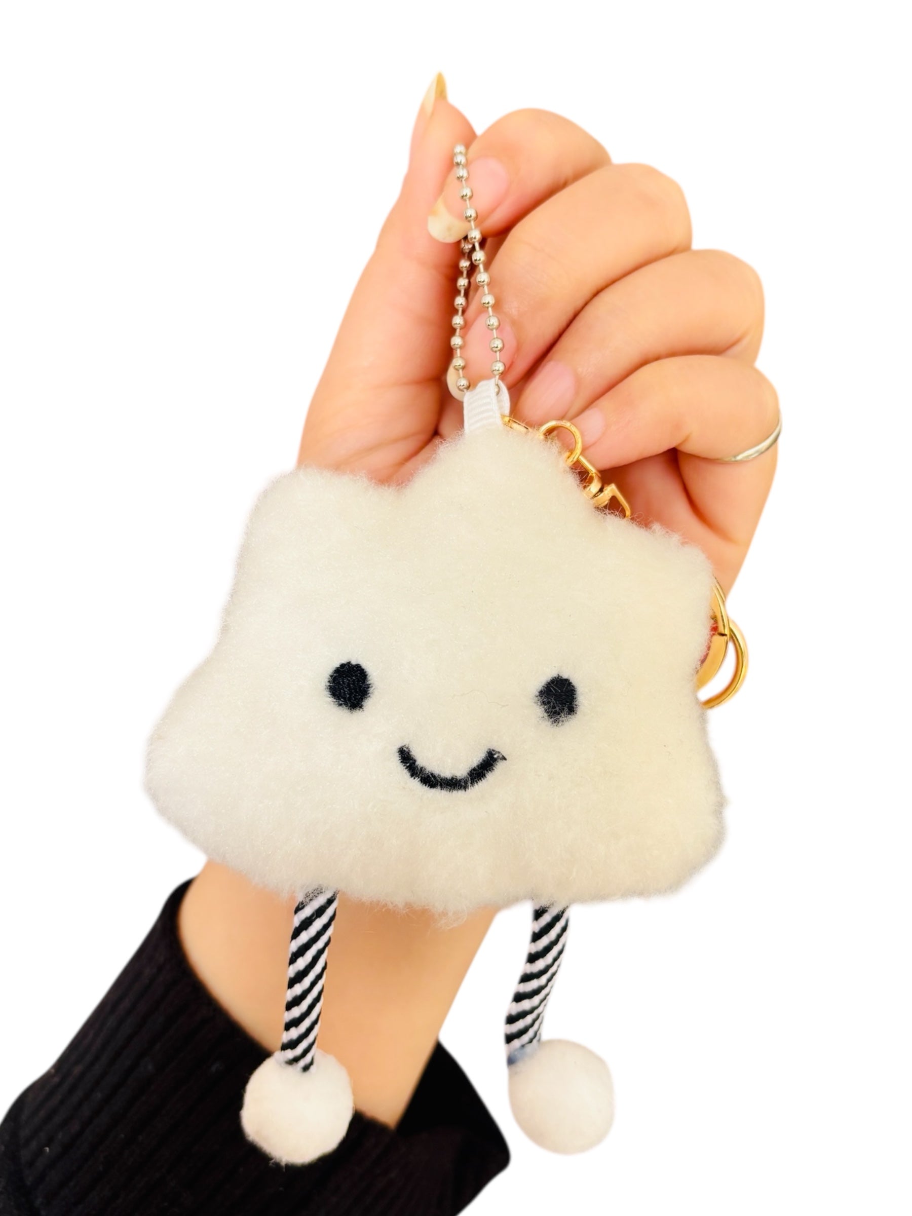 WARMINGO DE Cute Cloud Plush Keychain | Soft Stuffed Cloud Key Chain Backpack Charm Pendant | Gift for Girls & Students Bag Charm