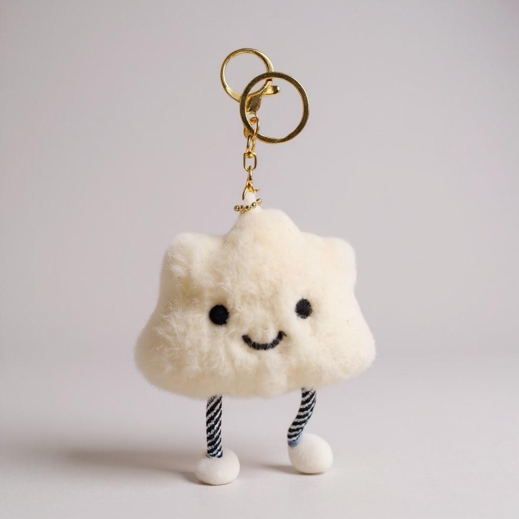 WARMINGO DE Cute Cloud Plush Keychain | Soft Stuffed Cloud Key Chain Backpack Charm Pendant | Gift for Girls & Students Bag Charm