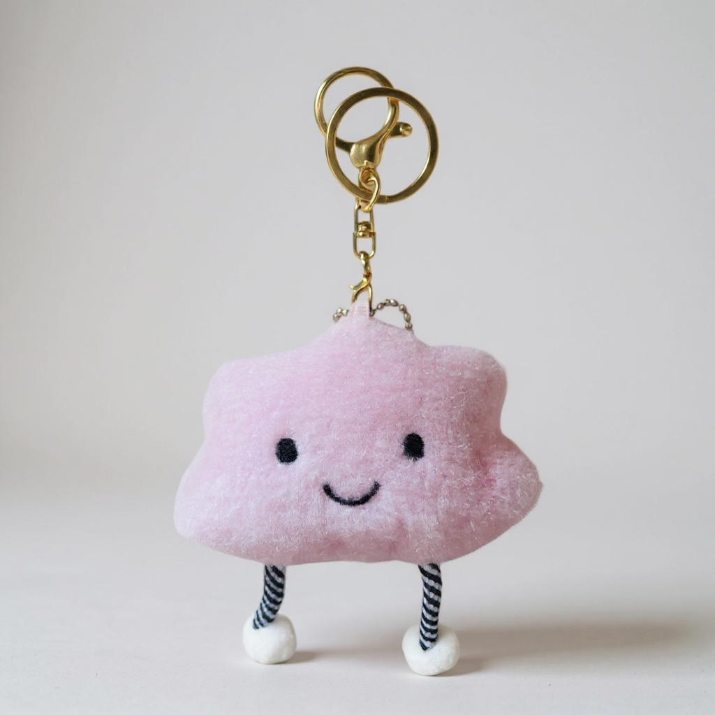 WARMINGO DE Cute Cloud Plush Keychain | Soft Stuffed Cloud Key Chain Backpack Charm Pendant | Gift for Girls & Students Bag Charm