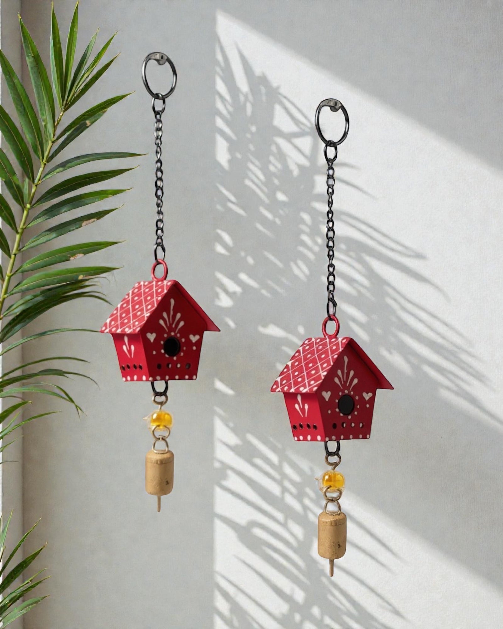 WARMINGO DE 2 Pc Hut Wall Hanging Decor | Garden Tree Hanging Bells Decoration